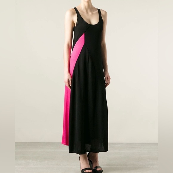 NWT Ralph Lauren black label knit sweater tank maxi dress black pink sz M - Picture 1 of 9